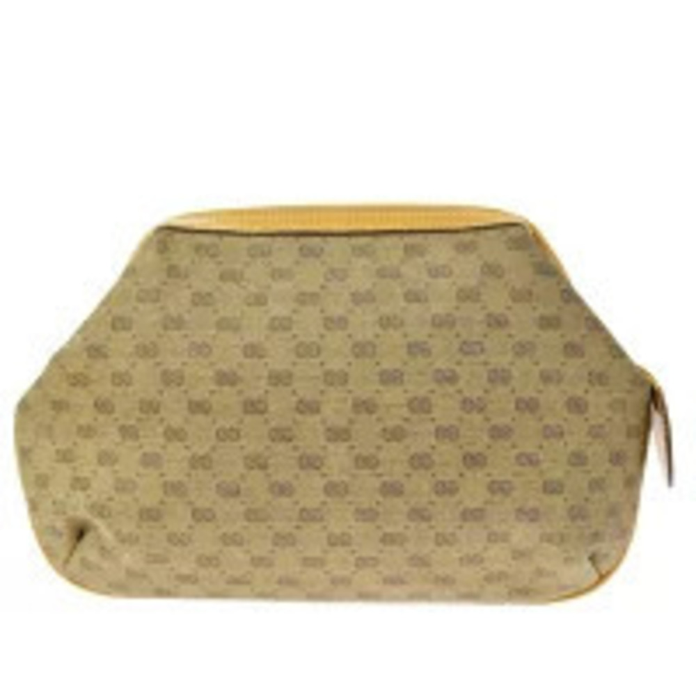 Gucci Cosmetic Pouch Clutch Bag GG Brown Leather